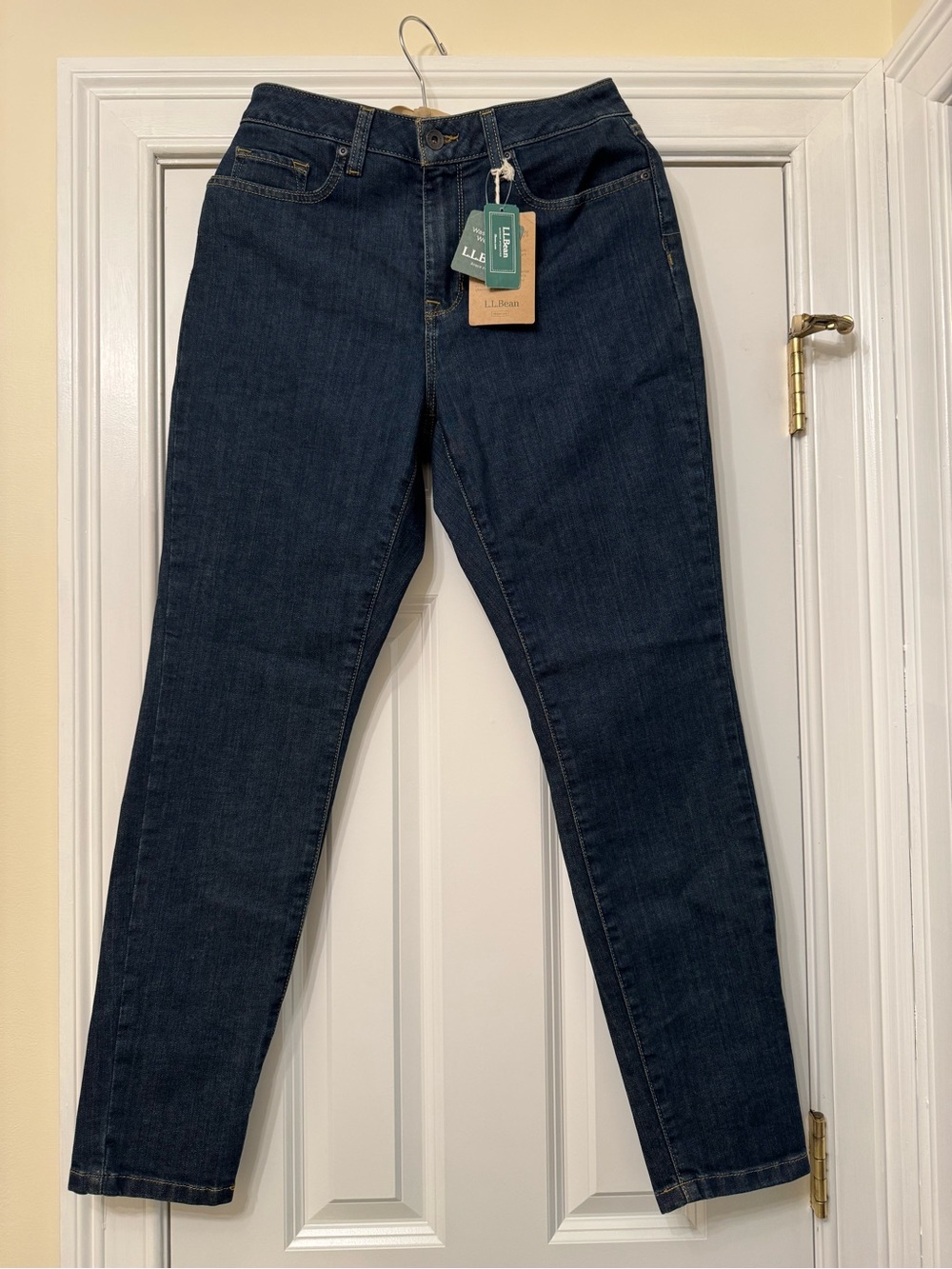 L.L. Bean Women's Straight-Leg Jeans in Dark Blue Denim